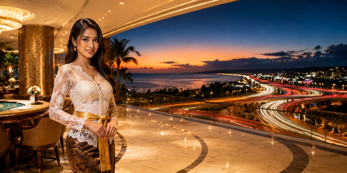 Suasana permainan kartu di tepi pantai dengan nuansa santai dan penuh warna