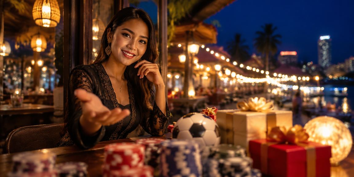 Pengguna menikmati taruhan sepak bola sambil minum kopi di kafe yang nyaman